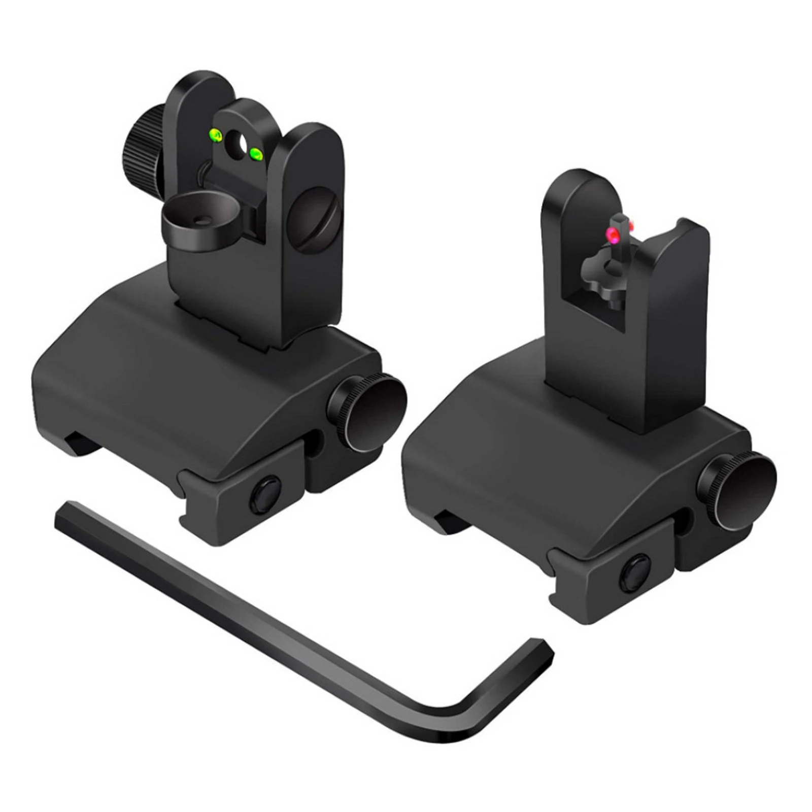 

Tactical Iron Sights Fiber Flip Up Front Back Sights with Visible Red Green Dots Fits Picatinny Weaver Rail 20mm