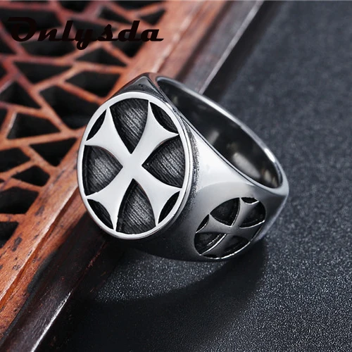 Saint Benedict Cspb Gold Black Cross Men Rings Punk Hip Hop for Boyfriend Male Stainless Steel Jewelry Creativity Gift Wholesale | Украшения