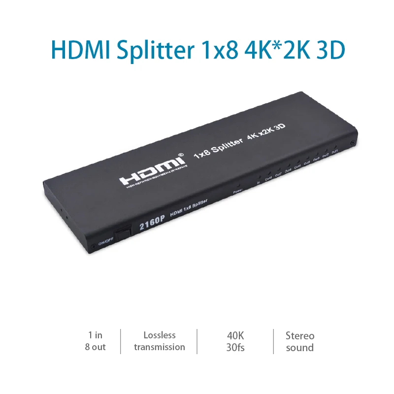 

Famende 4K*2K 3D 1x8 HDMI Splitter 1 IN 8 Output HDMI1.4 Splitter Full HD 1080P Audio Video Converter For TVBOX PS4 HDTV Laptop