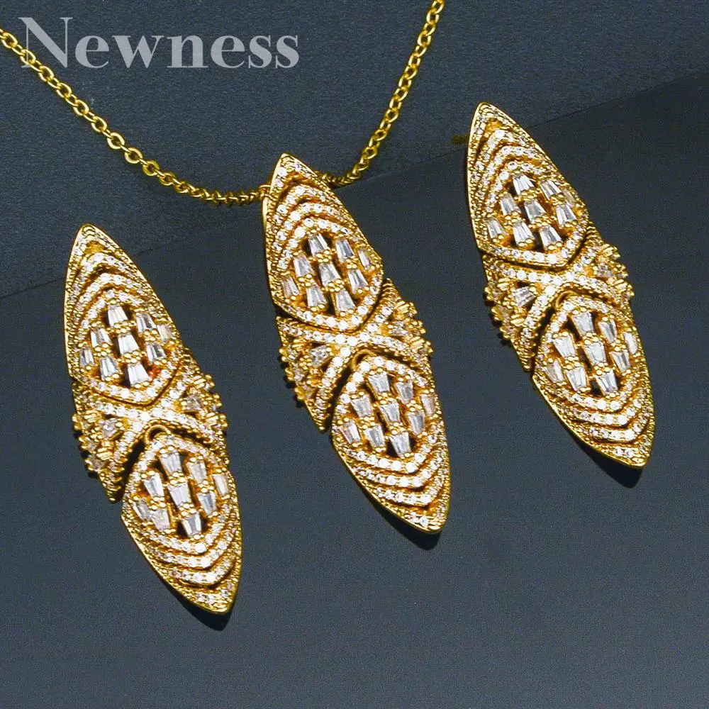 Newness Fashion Luxury Special Shape Copper AAA Cubic Zirconia Pendant NECKLACE EARRINGS For Dubai Women High Quality Jewelry
Newness Fashion Luxury Special Shape Copper AAA Cubic Zirconia Pendant NECKLACE EARRINGS For Dubai Women High Quality Jewelry