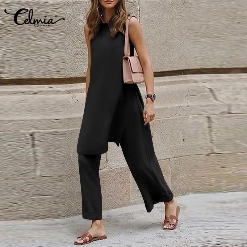 Celmia Fashion 2pcs Sets Women Casual Sleeveless Asymmetrical Side Slit Long Tank Top Wide Leg Folding Trousers Street Pant Sets
Celmia Fashion 2pcs Sets Women Casual Sleeveless Asymmetrical Side Slit Long Tank Top Wide Leg Folding Trousers Street Pant Sets