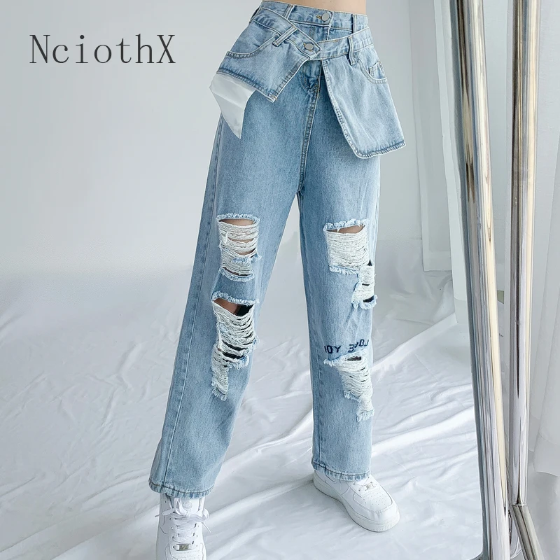 Denim Wide Leg Pants For Women High Waist Full Length Patchwork Loose Hole Hollow Out Jeans Female 2021 Spring Summer Clothes
Denim Wide Leg Pants For Women High Waist Full Length Patchwork Loose Hole Hollow Out Jeans Female 2021 Spring Summer Clothes