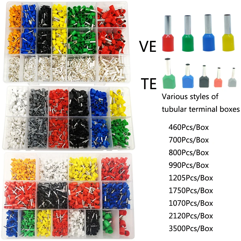 Terminal Boxed Kit Used for 0.5-10mm2 AWG22-7 Wire Cable Copper Tube Needle Type Insulated Ferrules Cold Pressing Connector Sets
Terminal Boxed Kit Used for 0.5-10mm2 AWG22-7 Wire Cable Copper Tube Needle Type Insulated Ferrules Cold Pressing Connector Sets