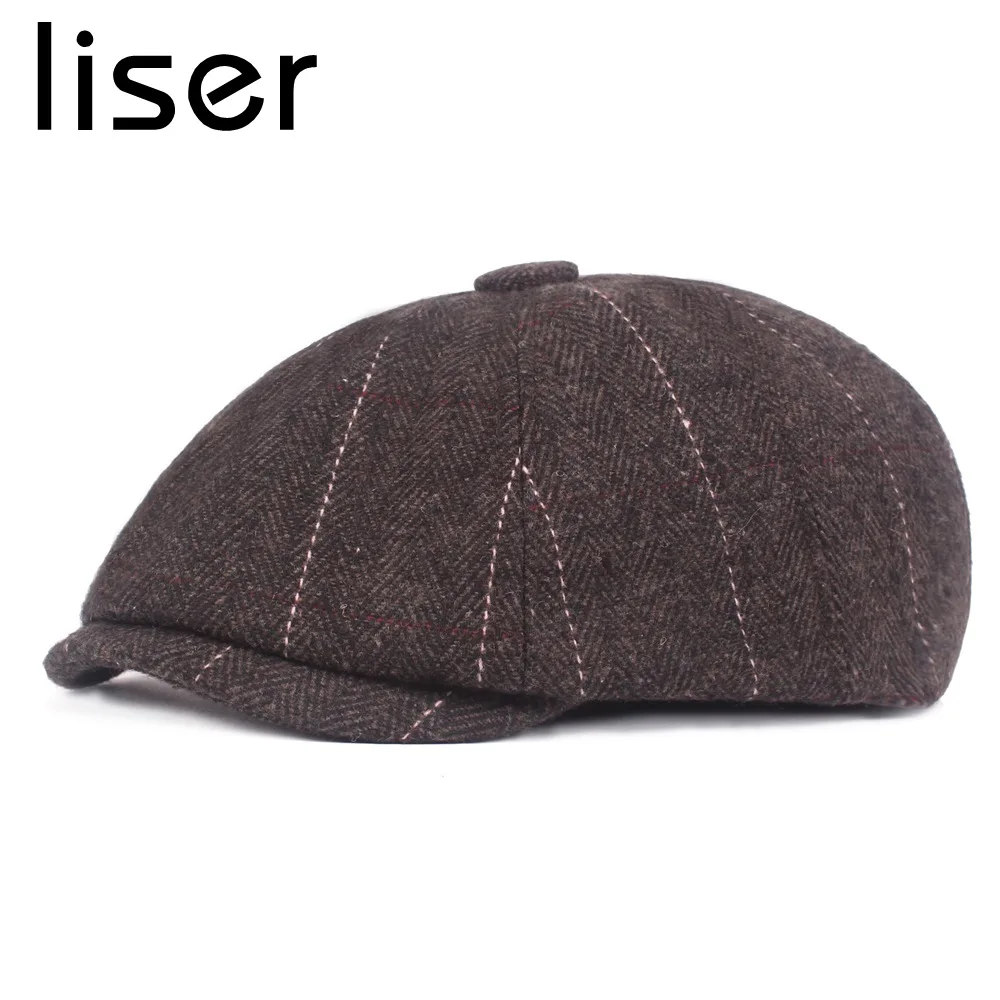 LISER Man Newsboy Hat Male Caps Felt Material Octagonal Hats Plaid Soft Warm All-match Gentleman Style Outdoor
LISER Man Newsboy Hat Male Caps Felt Material Octagonal Hats Plaid Soft Warm All-match Gentleman Style Outdoor