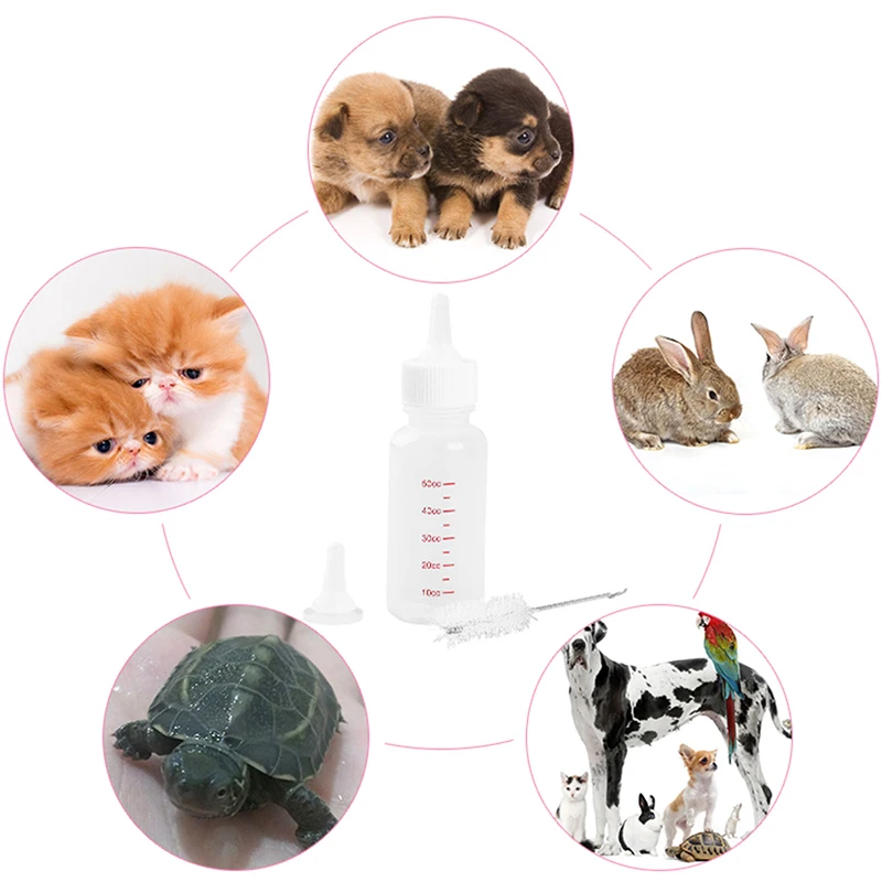 White 50ml Baby Dog Cat Water Bottle Kitten Feeding Bottles Dog Feeder with Brush Plastic Puppy Nursing Milk Bottle
White 50ml Baby Dog Cat Water Bottle Kitten Feeding Bottles Dog Feeder with Brush Plastic Puppy Nursing Milk Bottle