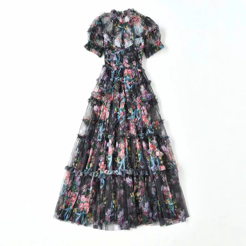 2021 Fashion Designer Summer Mesh Long Dress Women Ruffles Long Sleeve Floral Print Vacation Vintage Maxi Dress
2021 Fashion Designer Summer Mesh Long Dress Women Ruffles Long Sleeve Floral Print Vacation Vintage Maxi Dress