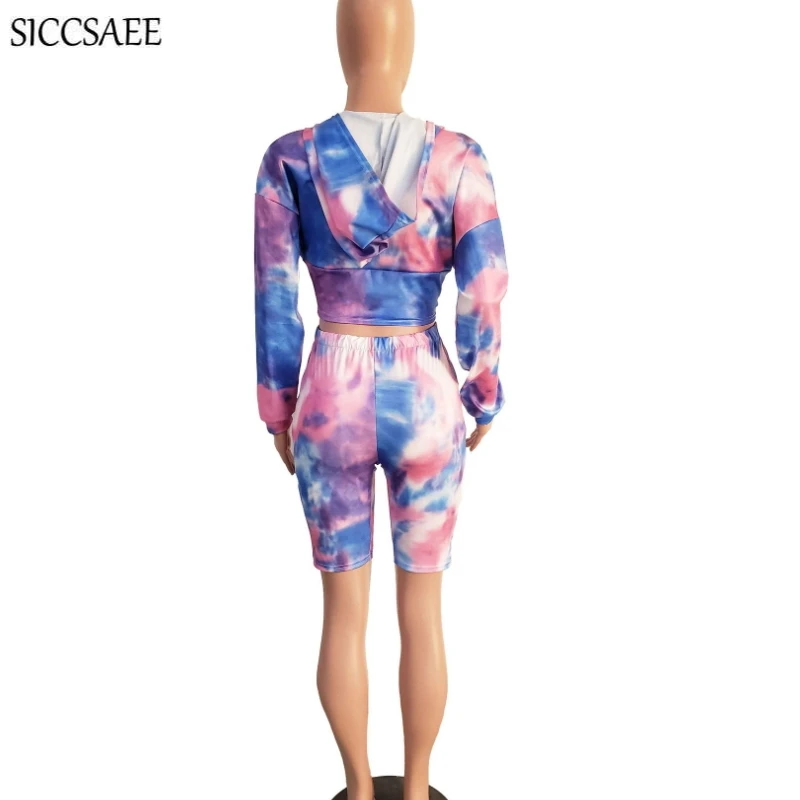 2020 New Tie Dye Printed Two Piece Set Defined Waist Hoodies Crop Top And Shorts Sets For Women Activewear Sexy Casual Bodysuit
2020 New Tie Dye Printed Two Piece Set Defined Waist Hoodies Crop Top And Shorts Sets For Women Activewear Sexy Casual Bodysuit