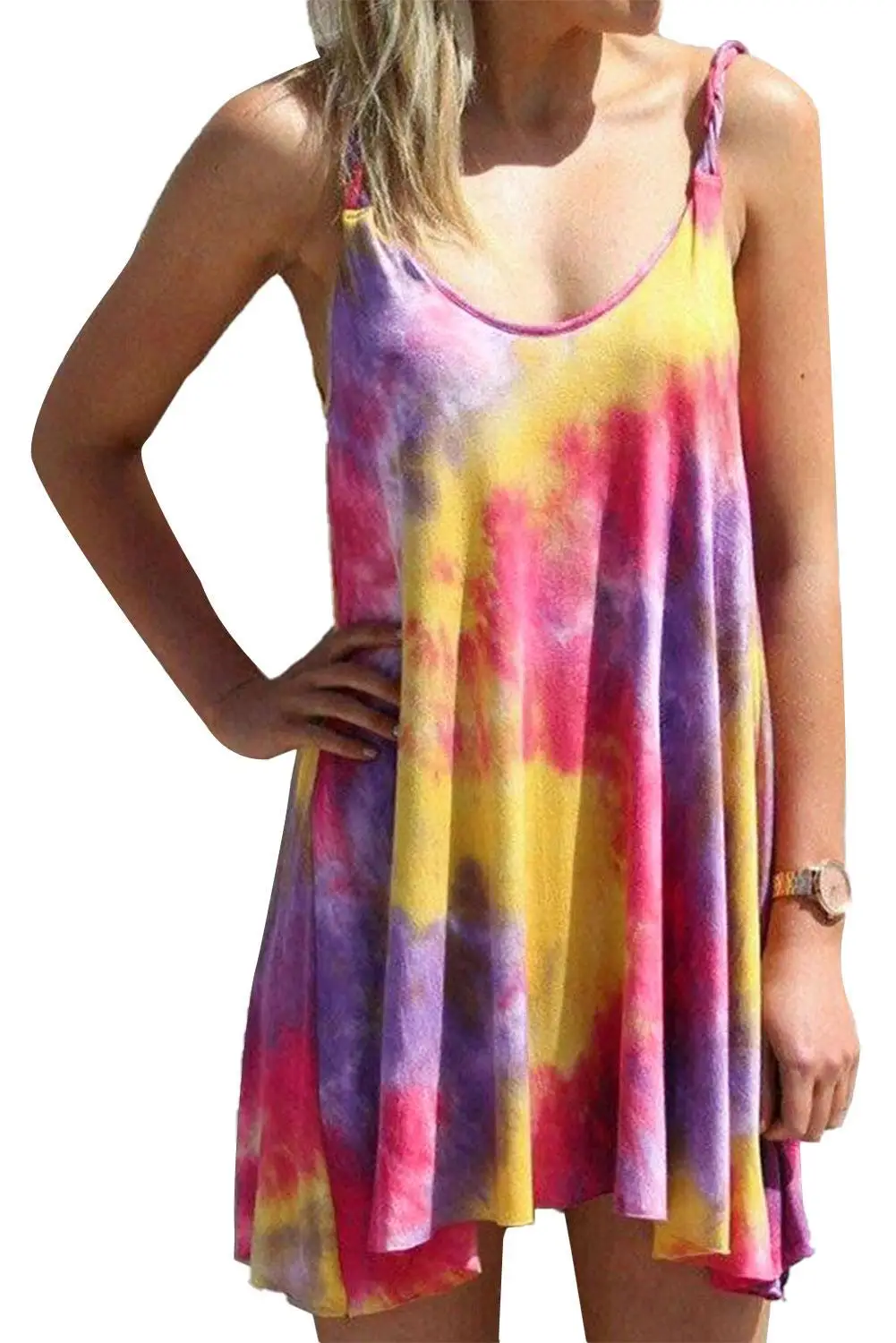 Yellow/Rose U Neck Gradient Color Printed Sling Sleeveless Swing Mini Dress Women Sexy V Neck Casual Tank Dress Plus Size S-XL
Yellow/Rose U Neck Gradient Color Printed Sling Sleeveless Swing Mini Dress Women Sexy V Neck Casual Tank Dress Plus Size S-XL