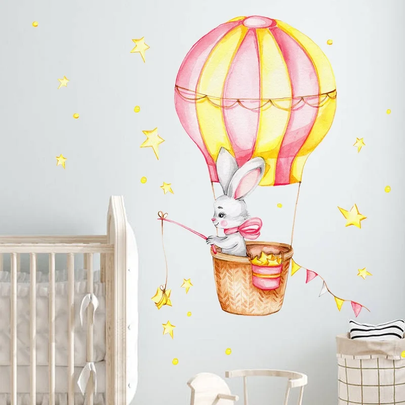 

Zollor мультяшный Кролик Воздушный Шар звезда Наклейка на стену спальня гостиная детская комната креативные декоративные наклейки
