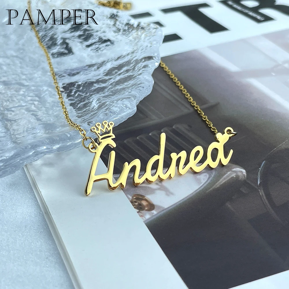 PAMPER High quality custom stainless steel gentle crown name necklace nameplate pendant beautiful and generous jewelry woman
PAMPER High quality custom stainless steel gentle crown name necklace nameplate pendant beautiful and generous jewelry woman