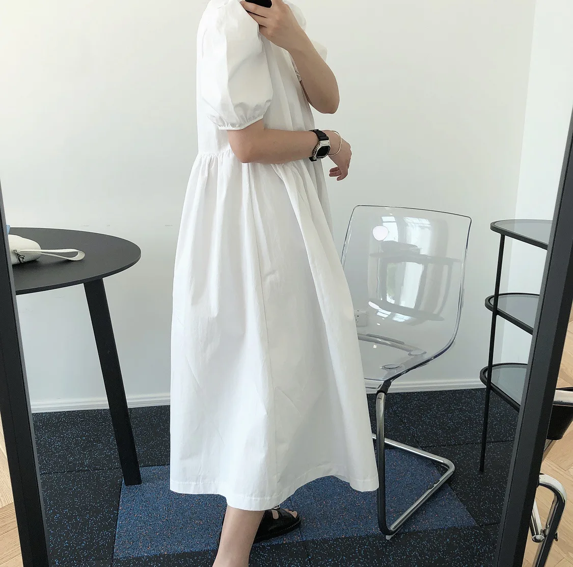 2020 Summer New Sweet White Dress Cute Puff Sleeve Loose Midi Dress Women Fashion High Waist Dresses Casual Vestidos
2020 Summer New Sweet White Dress Cute Puff Sleeve Loose Midi Dress Women Fashion High Waist Dresses Casual Vestidos