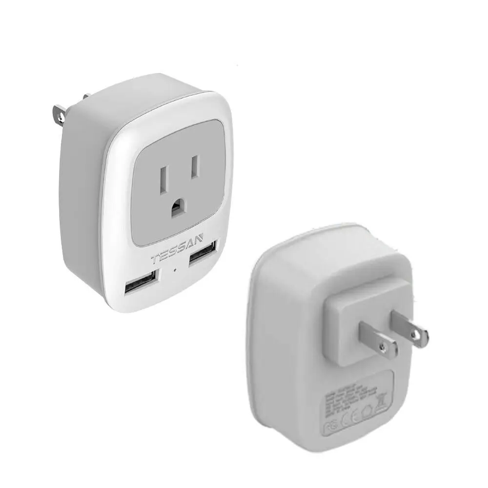 TESSAN 2-Prong USA to Japanese Canada Philippine Power Adapter with 1 AC Outlet and 2 USB Charging Ports - Type A
TESSAN 2-Prong USA to Japanese Canada Philippine Power Adapter with 1 AC Outlet and 2 USB Charging Ports - Type A