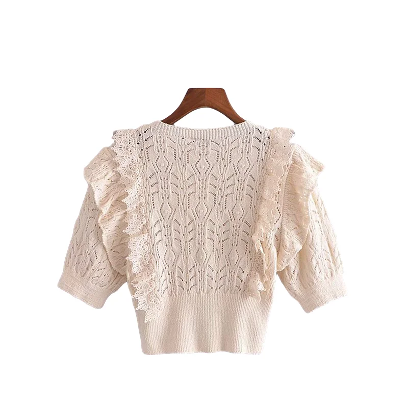 XEASY Women 2021 Fashion With Ruffle Trims Cropped Knitted Sweater Vintage O Neck Short Sleeve Female Knit Pullover Chic Tops
XEASY Women 2021 Fashion With Ruffle Trims Cropped Knitted Sweater Vintage O Neck Short Sleeve Female Knit Pullover Chic Tops