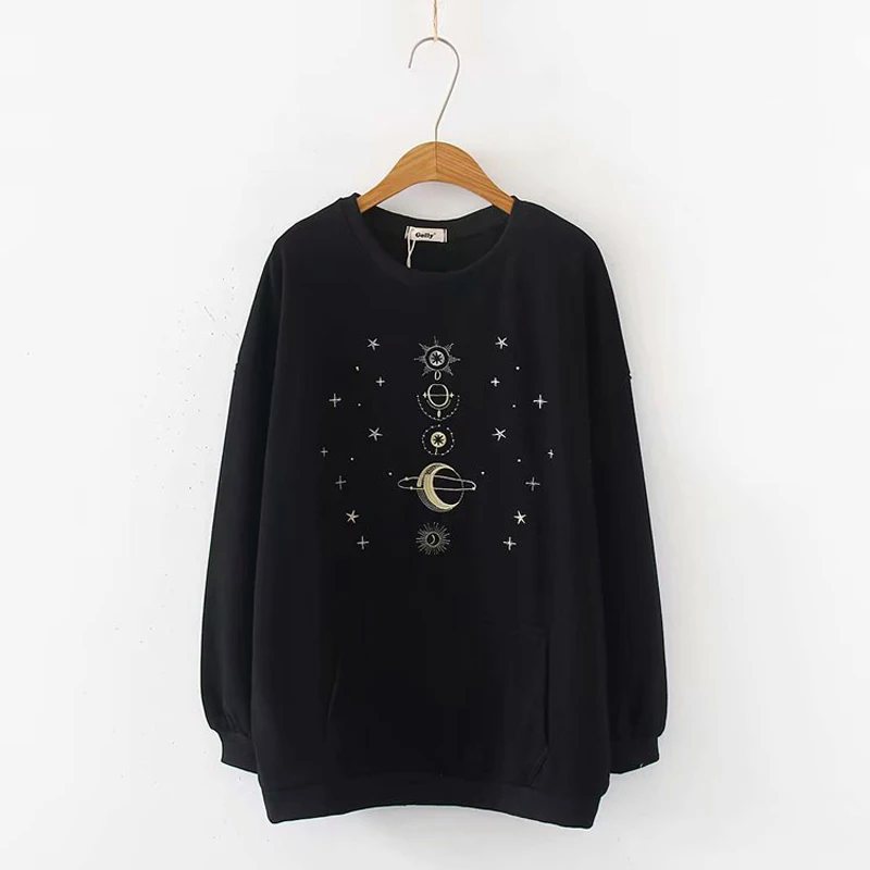 PERHAPS U Black White Gray Embroidery Moon Star Sweatshirts Pullovers Casual Think Fleece H0064
PERHAPS U Black White Gray Embroidery Moon Star Sweatshirts Pullovers Casual Think Fleece H0064