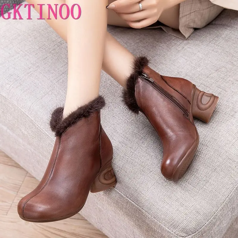 GKTINOO Genuine Leather Ankle Boots Retro Women Shoes 2021 New Autumn Winter Round Toe Square Heel Zip Women Boots
GKTINOO Genuine Leather Ankle Boots Retro Women Shoes 2021 New Autumn Winter Round Toe Square Heel Zip Women Boots