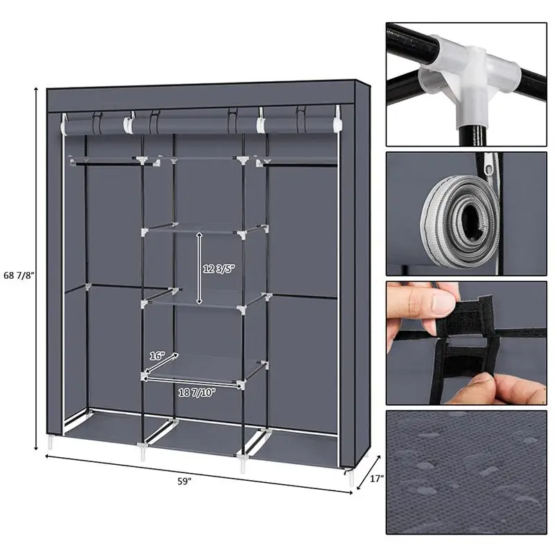 Simple Wardrobe Fabric Folding Cloth Storage Cabinet DIY Assembly Easy Install Reinforcement Wardrobe Closet
Simple Wardrobe Fabric Folding Cloth Storage Cabinet DIY Assembly Easy Install Reinforcement Wardrobe Closet