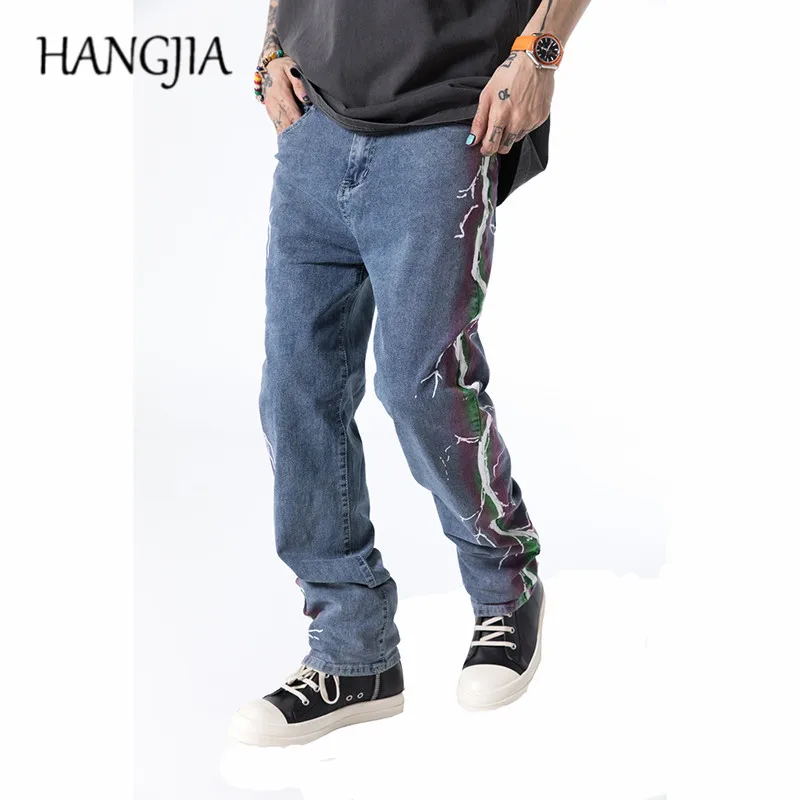 Original Lightning Printed Jeans Mens Womens Hip Hop Graffiti Straight-leg Jeans Vintage Streetwear Fashionable Denim Pants
Original Lightning Printed Jeans Mens Womens Hip Hop Graffiti Straight-leg Jeans Vintage Streetwear Fashionable Denim Pants