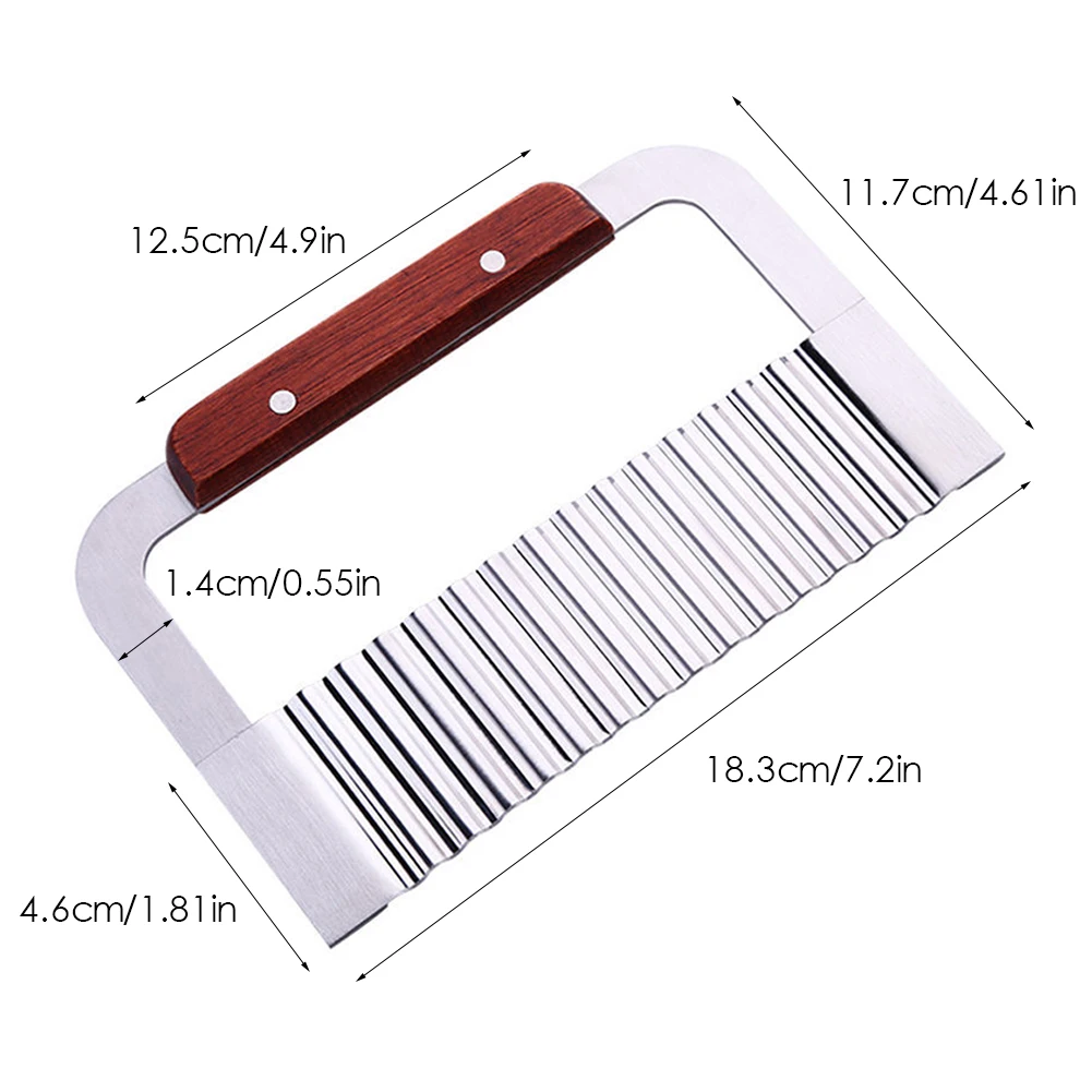 Crinkle Cutter Wavy Slicer Cutting Tool Stainless Steel Blade with Wood Handle for Potato, Veggie, Fruits
Crinkle Cutter Wavy Slicer Cutting Tool Stainless Steel Blade with Wood Handle for Potato, Veggie, Fruits