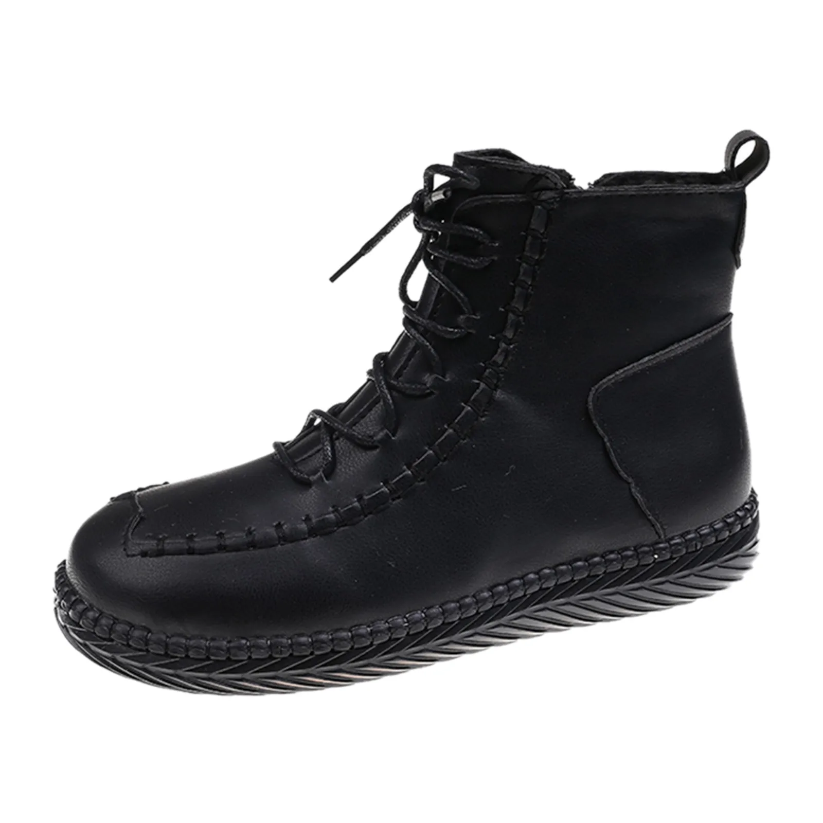 Женские ботинки на шнуровке, с круглым носком
Женские ботинки на шнуровке, с круглым носком