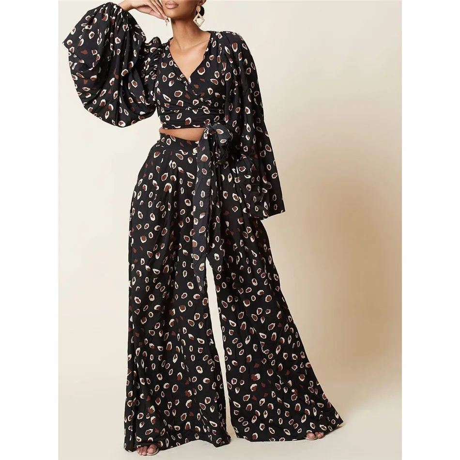 High Street Set Woman 2 Pieces Leopard Digital Print Women's Suit Lace-Up Lantern Sleeve Cardigan Top Loose Wide-Leg Pants Suit
High Street Set Woman 2 Pieces Leopard Digital Print Women's Suit Lace-Up Lantern Sleeve Cardigan Top Loose Wide-Leg Pants Suit