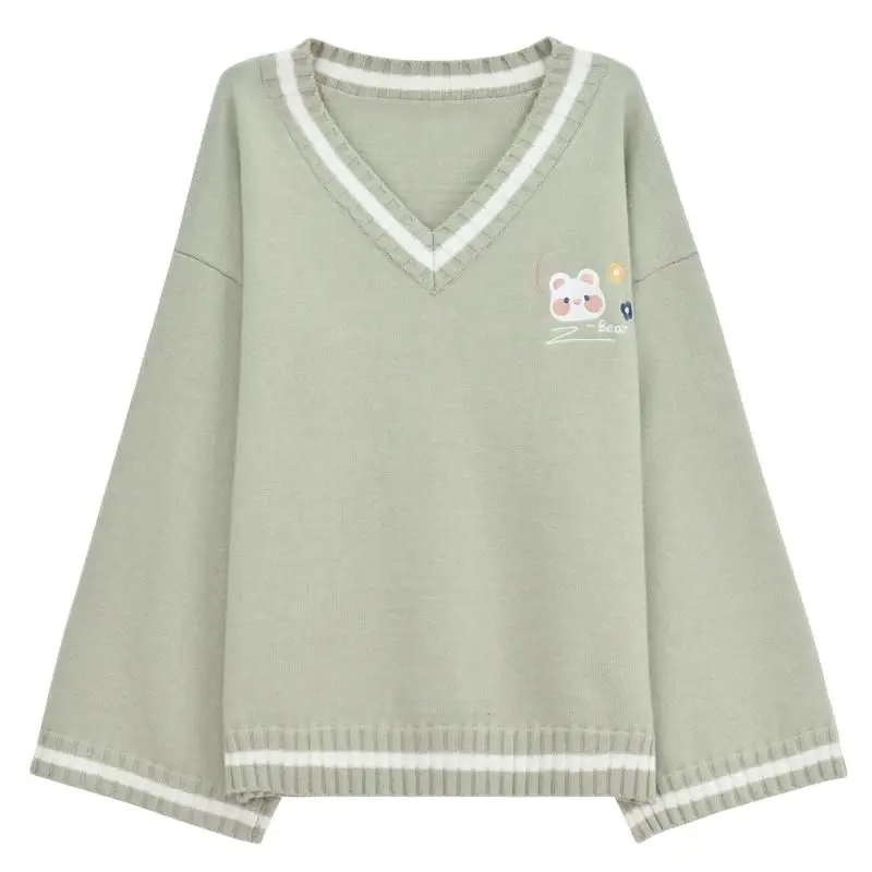 Preppy Style Kawaii Cartoon Embroidered Knitted Sweater Oversized Long Sleeve Pullover Korean Fashion Women's Clothing
Preppy Style Kawaii Cartoon Embroidered Knitted Sweater Oversized Long Sleeve Pullover Korean Fashion Women's Clothing