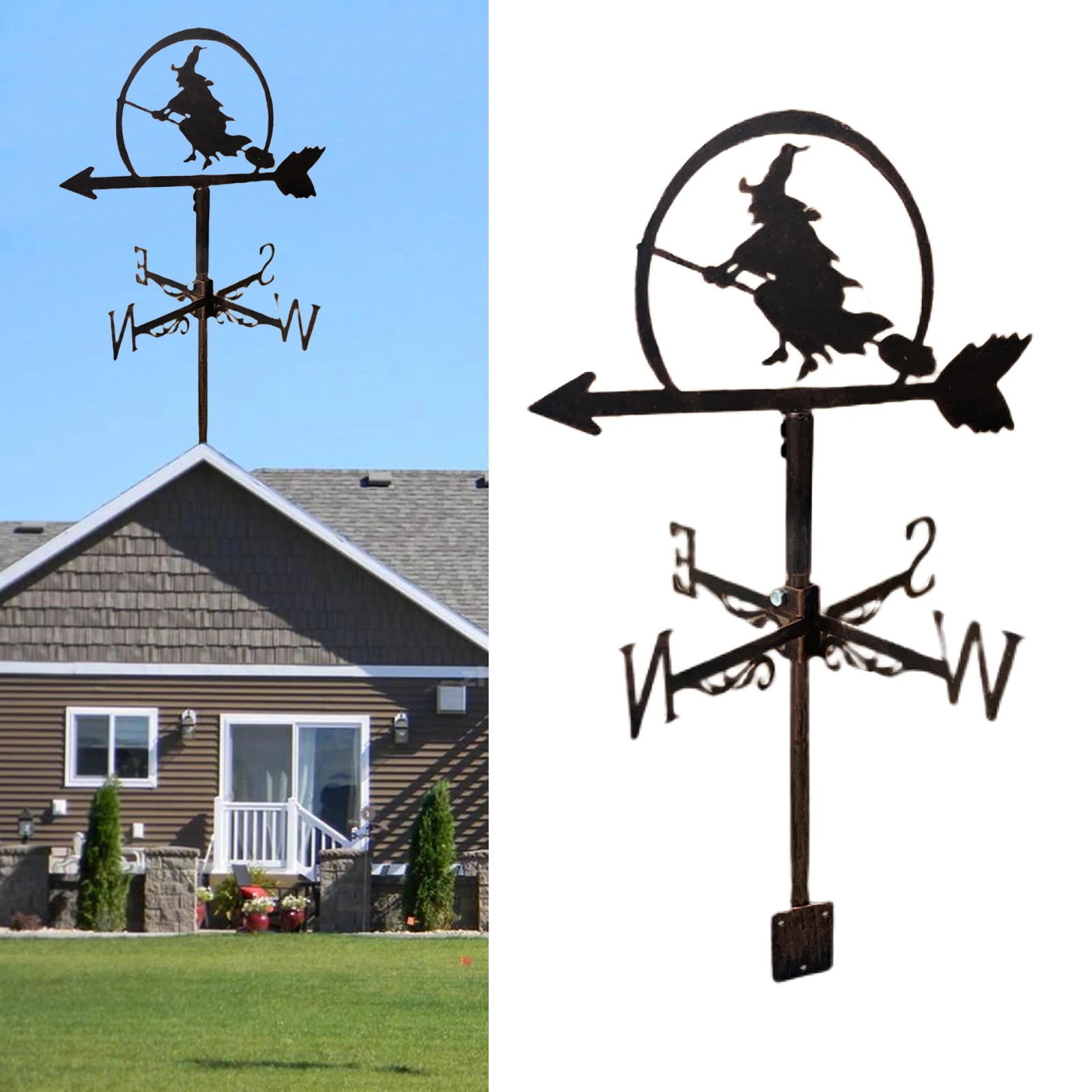 Retro Frame Weathervane Stainless Steel Weather Vane with Mounting Bracket - Flying Witch Figurines Design Ornaments
Retro Frame Weathervane Stainless Steel Weather Vane with Mounting Bracket - Flying Witch Figurines Design Ornaments