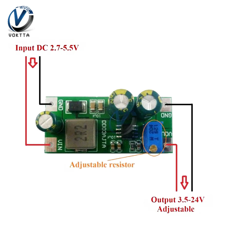 DC 6A 30W 3V 3.3V 3.7V 5.5V to 5V 6V 7.5V 9V 10V 12V 14.8V 24V Step-Up Boost Converter Board for 18650 Lithium Battery Module
DC 6A 30W 3V 3.3V 3.7V 5.5V to 5V 6V 7.5V 9V 10V 12V 14.8V 24V Step-Up Boost Converter Board for 18650 Lithium Battery Module