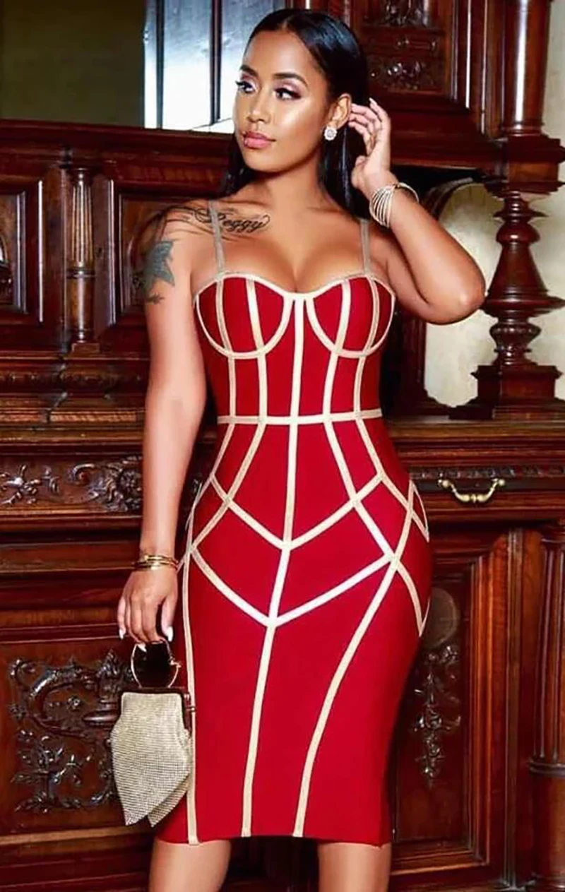 Lyer Black, White, Red and Yellow Sexy Dress Knee-Length Spaghetti Strap Tight Gilt Band Rayon Bandage Evening Party Wearing Hot
Lyer Black, White, Red and Yellow Sexy Dress Knee-Length Spaghetti Strap Tight Gilt Band Rayon Bandage Evening Party Wearing Hot