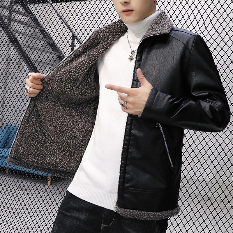 2021 Men's Winter New Lapel Leather Coat Youth Casual All-Match Lambswool Warm Leather Coat
2021 Men's Winter New Lapel Leather Coat Youth Casual All-Match Lambswool Warm Leather Coat