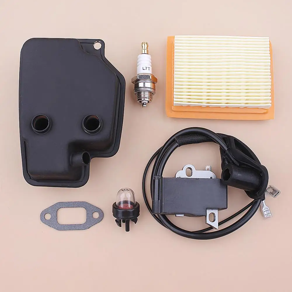 Выхлопной глушитель, катушка зажигания для Stihl FS120 FS200 FS250, воздушный фильтр, Праймер, лампа, Комплект прокладок свечи зажигания, триммер 
Выхлопной глушитель, катушка зажигания для Stihl FS120 FS200 FS250, воздушный фильтр, Праймер, лампа, Комплект прокладок свечи зажигания, триммер