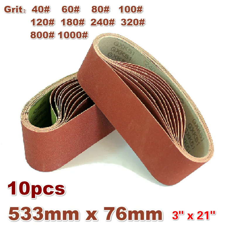 10Pack 533*76mm Sanding Belts 40-1000 Grit Aluminium Oxide Sander Sanding Belts 3"*21" for Polishing Sand Belt Machine
10Pack 533*76mm Sanding Belts 40-1000 Grit Aluminium Oxide Sander Sanding Belts 3"*21" for Polishing Sand Belt Machine