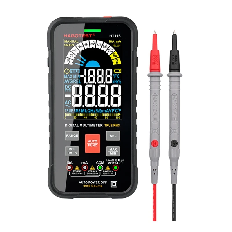 Цифровой мультиметр HABOTEST HT116, 1000 В, 10 А, с автоматическим выбором диапазона
Цифровой мультиметр HABOTEST HT116, 1000 В, 10 А, с автоматическим выбором диапазона