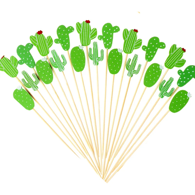 

100Pcs 12cm Cactus Flamingo Fruit Cocktail Picks Cocktail Toothpicks Cake Sticks Food Picks for Wedding Birthday Party Supplies