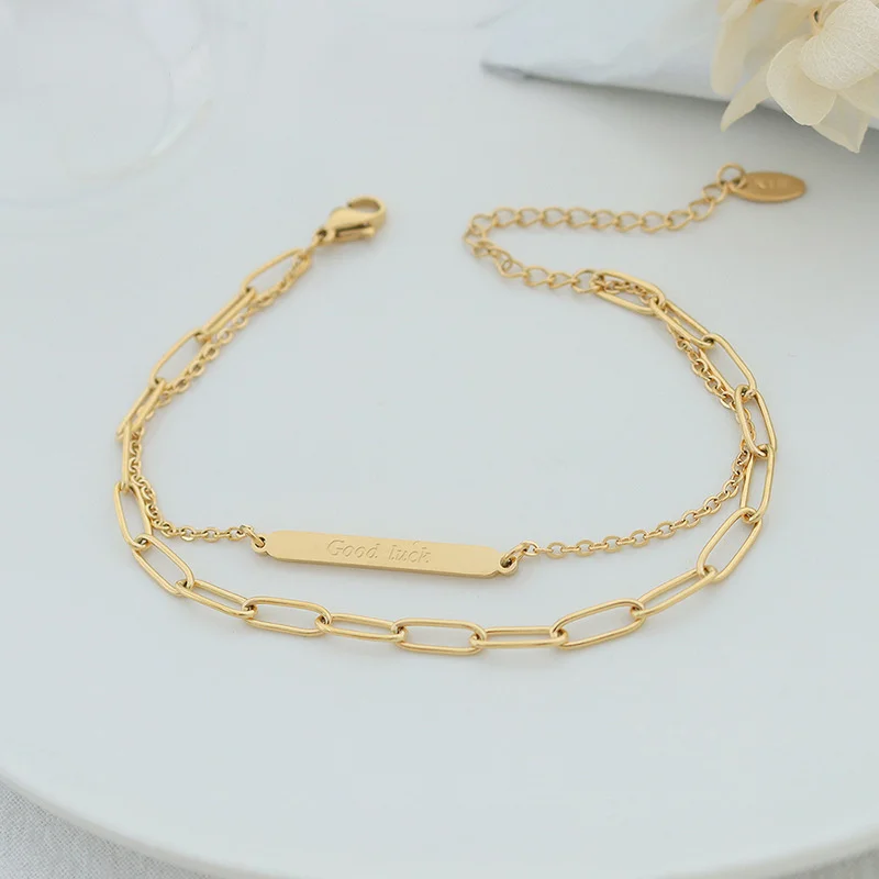 Minimalist Long Choker Stainless Steel English Letter Engraved Double-layer Design Bracelet Boho Pulseira Feminina Jewellery
Minimalist Long Choker Stainless Steel English Letter Engraved Double-layer Design Bracelet Boho Pulseira Feminina Jewellery