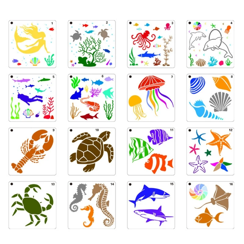 16 Pcs Marine Life DIY Layering Stencils Templates for Home Decor DIY Art Crafts Album Decorative Template
16 Pcs Marine Life DIY Layering Stencils Templates for Home Decor DIY Art Crafts Album Decorative Template