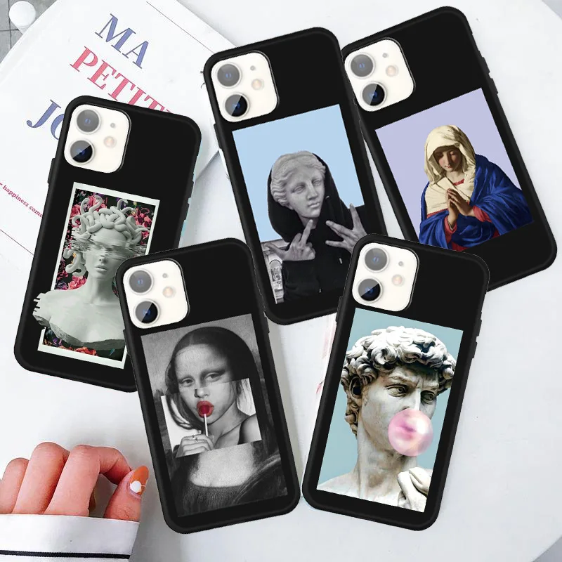 Mona Lisa Art силиконовый чехол для мобильного телефона iPhone 11 Pro Max XR X Xs забавные Дэвид