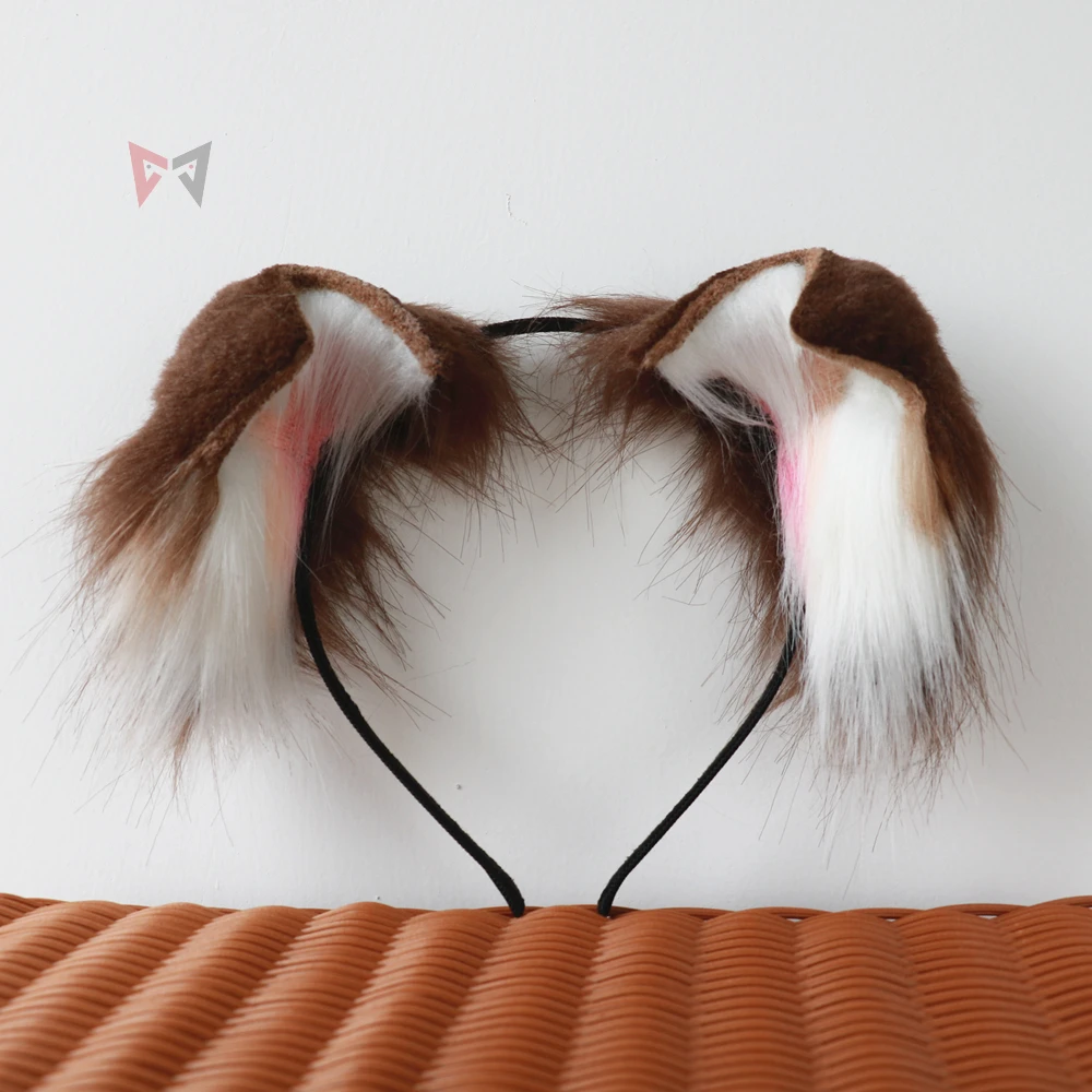 

MMGG New Lolita Cosplay Fold Neko Cat Brown Ears Headwear Hairhoop Handwork Lovely Kc Animal Hairpin For Girl Women