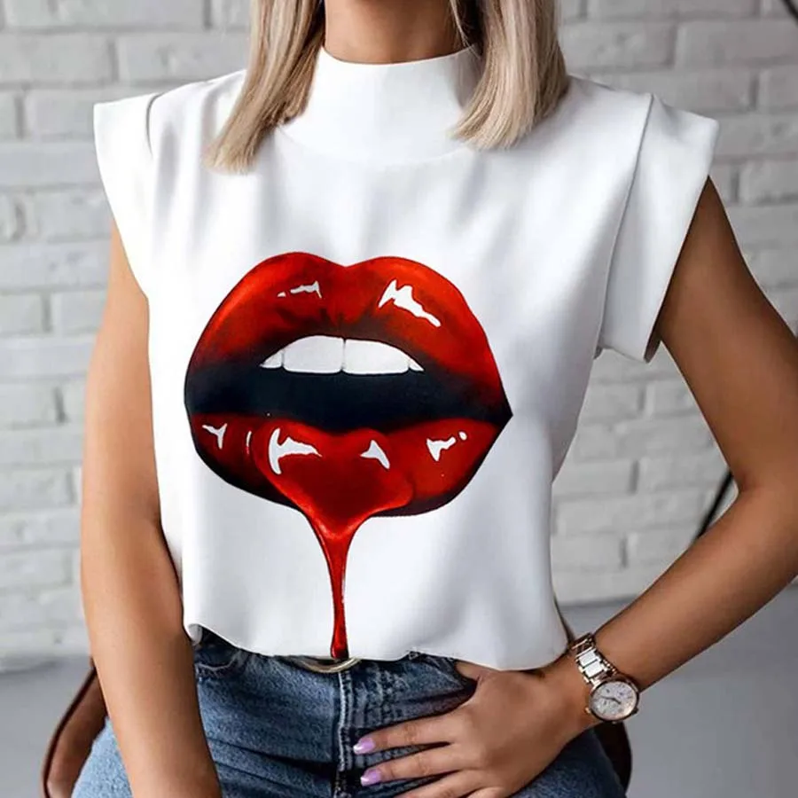 DIOROBBEN Women Elegant Lips Print blouse shirts 2020 Summer Casual Stand Neck Pullovers tops Lady Fashion cute Eye sexy blouse
DIOROBBEN Women Elegant Lips Print blouse shirts 2020 Summer Casual Stand Neck Pullovers tops Lady Fashion cute Eye sexy blouse