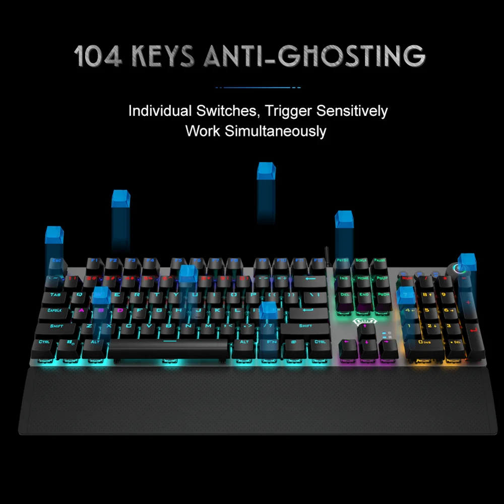 AULA ретро Механическая клавиатура синий и красный цвета переключатель 104 ключей