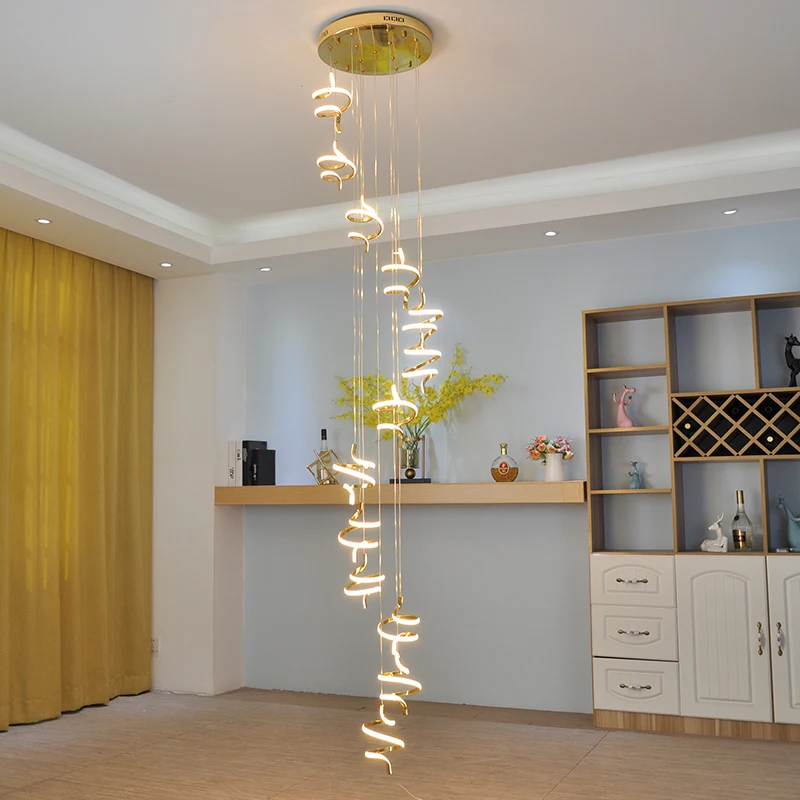 Modern led Chandelier lighting chandelier in the living room villa hall spiral staircase Gold chrome plating hanging lights
Modern led Chandelier lighting chandelier in the living room villa hall spiral staircase Gold chrome plating hanging lights