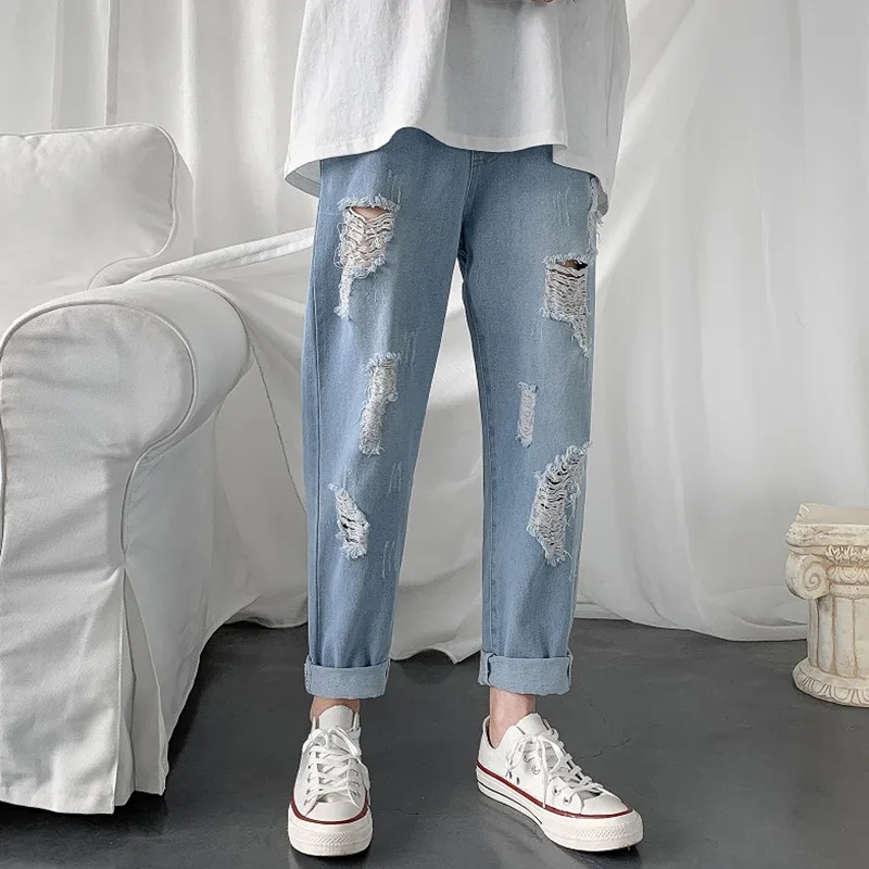 Men Jeans Plus Size 5XL Straight Loose Hole Ankle Length Elastic Waist Solid All-match Trendy Males Leisure Chic Baggy Vintage
Men Jeans Plus Size 5XL Straight Loose Hole Ankle Length Elastic Waist Solid All-match Trendy Males Leisure Chic Baggy Vintage