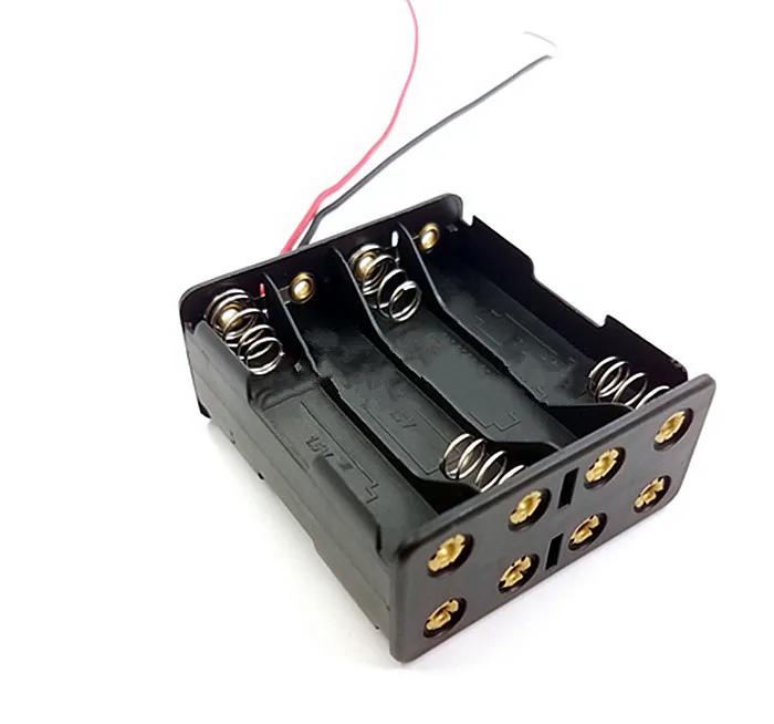 8 X 1.5V AAA Back to Back DIY Clip Battery Holder Storage Box 4-slot With Wire Leads 12V AAA Black Plastic Batteries Case
8 X 1.5V AAA Back to Back DIY Clip Battery Holder Storage Box 4-slot With Wire Leads 12V AAA Black Plastic Batteries Case