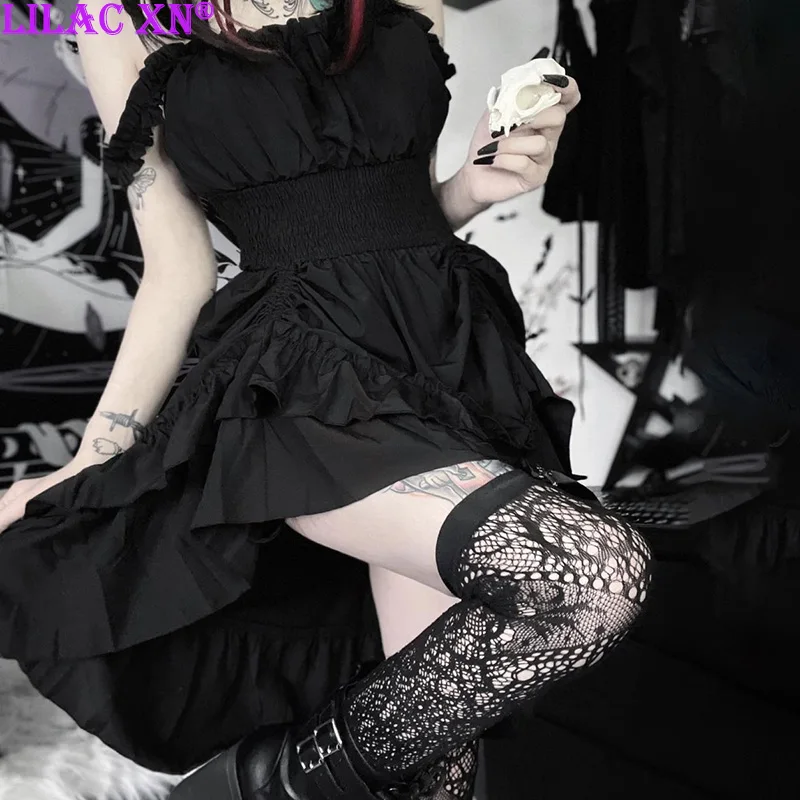 Gothic Black Drawstring Mini Dresses for Women Y2K Vintage Elegant Sleeveless Party Dresses Aesthetic Dress for Girls Fairycore
Gothic Black Drawstring Mini Dresses for Women Y2K Vintage Elegant Sleeveless Party Dresses Aesthetic Dress for Girls Fairycore