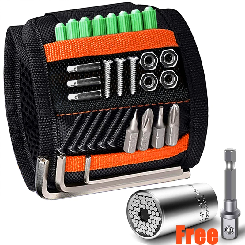Strong Magnetic Bracelet Wristband with Pockets Woodworking DIY Electrician Hand Wraps Tool Bag Screws Nails Drill Holder Belt
Strong Magnetic Bracelet Wristband with Pockets Woodworking DIY Electrician Hand Wraps Tool Bag Screws Nails Drill Holder Belt