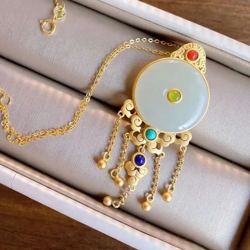 Necklace Women's Retro Ethnic Style Chinese Style Classical Ruyi Safety Buckle Pendant Hetian Jade Tassel Necklace Super Girl
Necklace Women's Retro Ethnic Style Chinese Style Classical Ruyi Safety Buckle Pendant Hetian Jade Tassel Necklace Super Girl