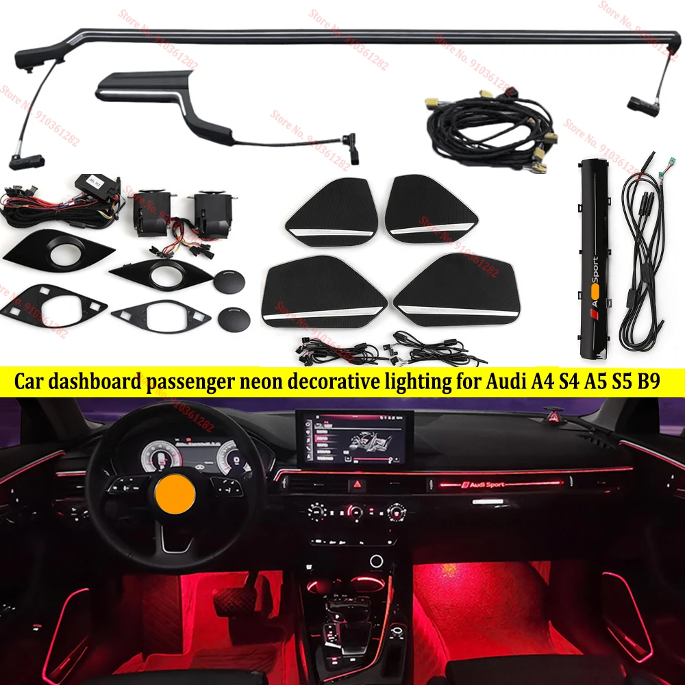Auto Ambient Light For Audi A4 A5 B9 2017-2021 Decorative Door Speaker Luminous Dashboard Panel Neon Synchronize Atmosphere Lamp
Auto Ambient Light For Audi A4 A5 B9 2017-2021 Decorative Door Speaker Luminous Dashboard Panel Neon Synchronize Atmosphere Lamp