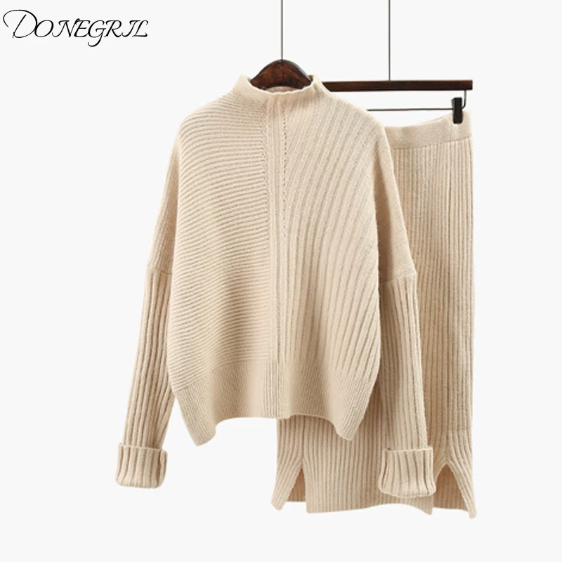 2020 Autumn Winter Women Set High Waist Knitted Mid-long Skirt And Pullover Thicken Warm Sweater 2 Piece Set lady 
2020 Autumn Winter Women Set High Waist Knitted Mid-long Skirt And Pullover Thicken Warm Sweater 2 Piece Set lady