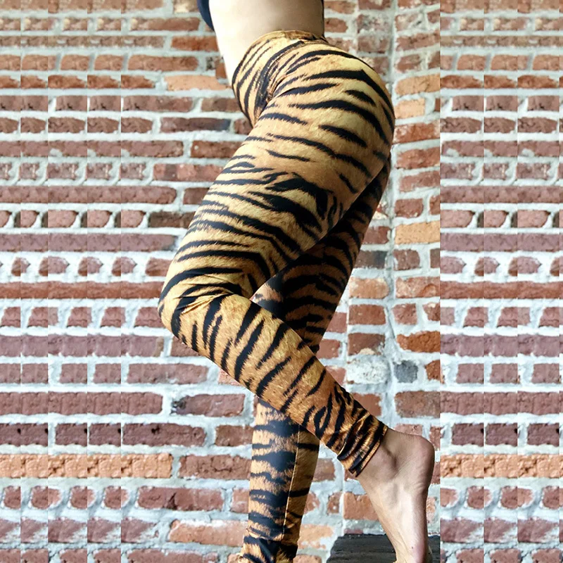 CHRLEISURE женские леггинсы с высокой талией принтом тигра спортивные дышащие для