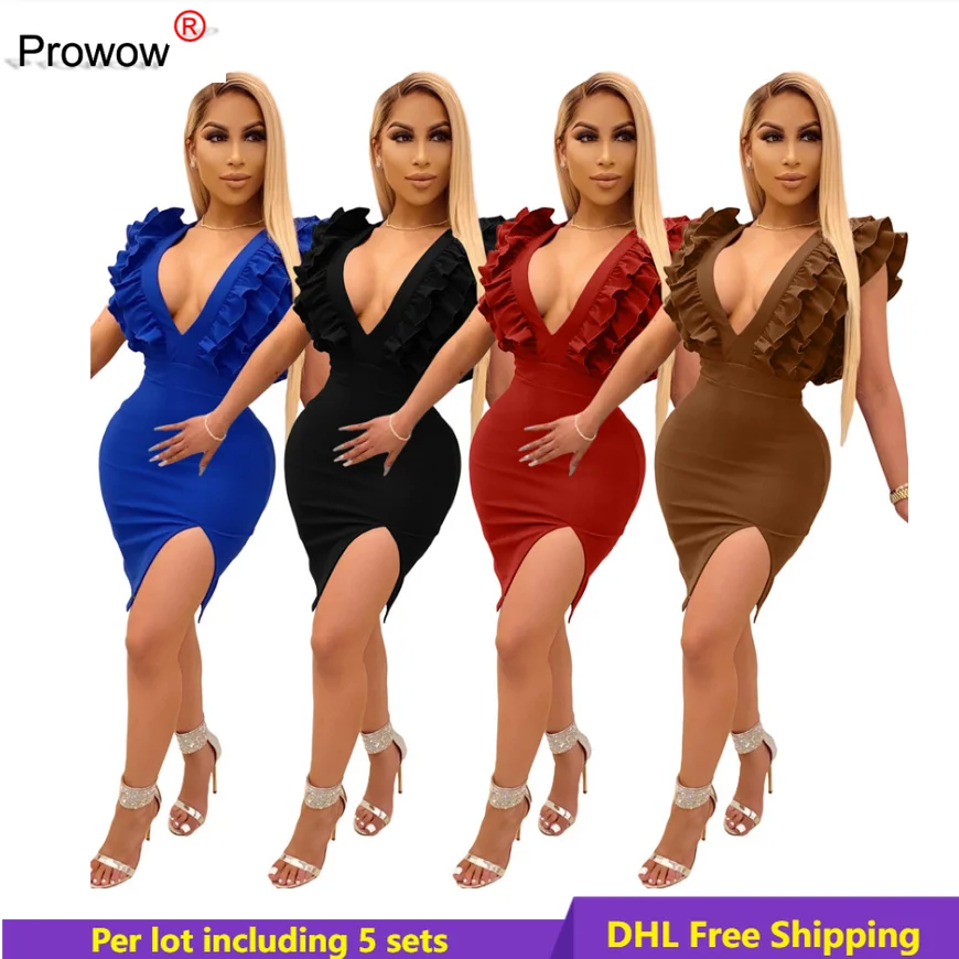 Nightclub Dresses for Women Ruffles Sleeve Dress Clubwear Dress Sexy v-neck club dress with ear-ears in solid color DHL 6792
Nightclub Dresses for Women Ruffles Sleeve Dress Clubwear Dress Sexy v-neck club dress with ear-ears in solid color DHL 6792