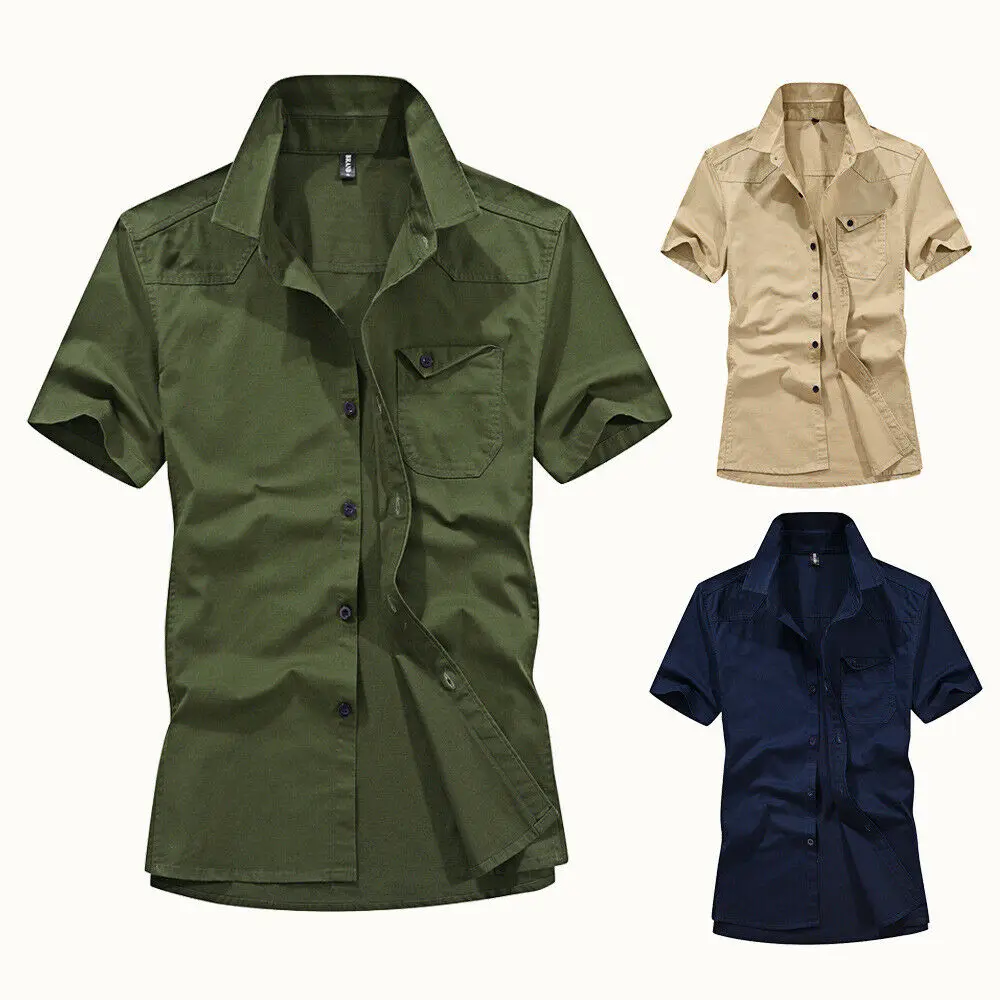 Men's Military Army Short Sleeve Casual Shirts Cotton Lapel Dress Blouse Tops
Men's Military Army Short Sleeve Casual Shirts Cotton Lapel Dress Blouse Tops